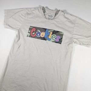 Cookies Shirt Men's Medium Beige Camo Skating Streetwear Gorpcore Distressed